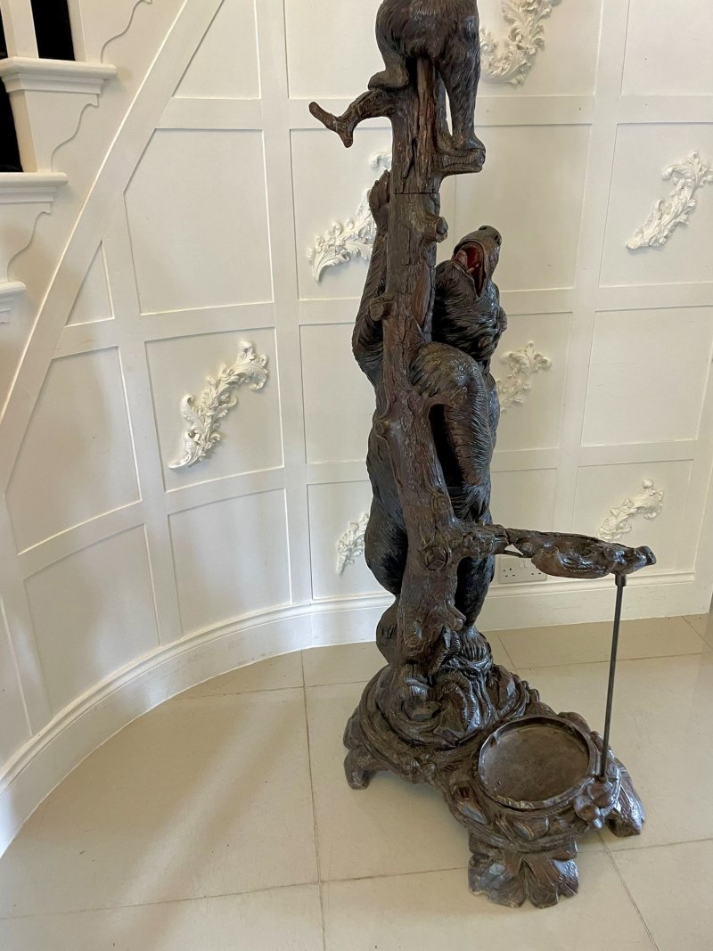 Magnificent Exhibition Quality Antique Black Forest Bear Oak Tree Hall Stand - Image 5